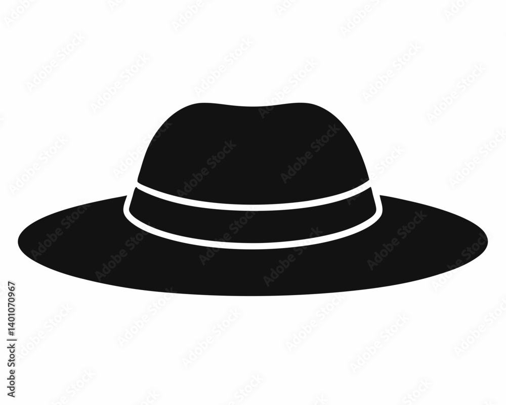 Black Hat Icon for Fashion and Summer Styles Black Hat Icon for Fashion and Summer Styles