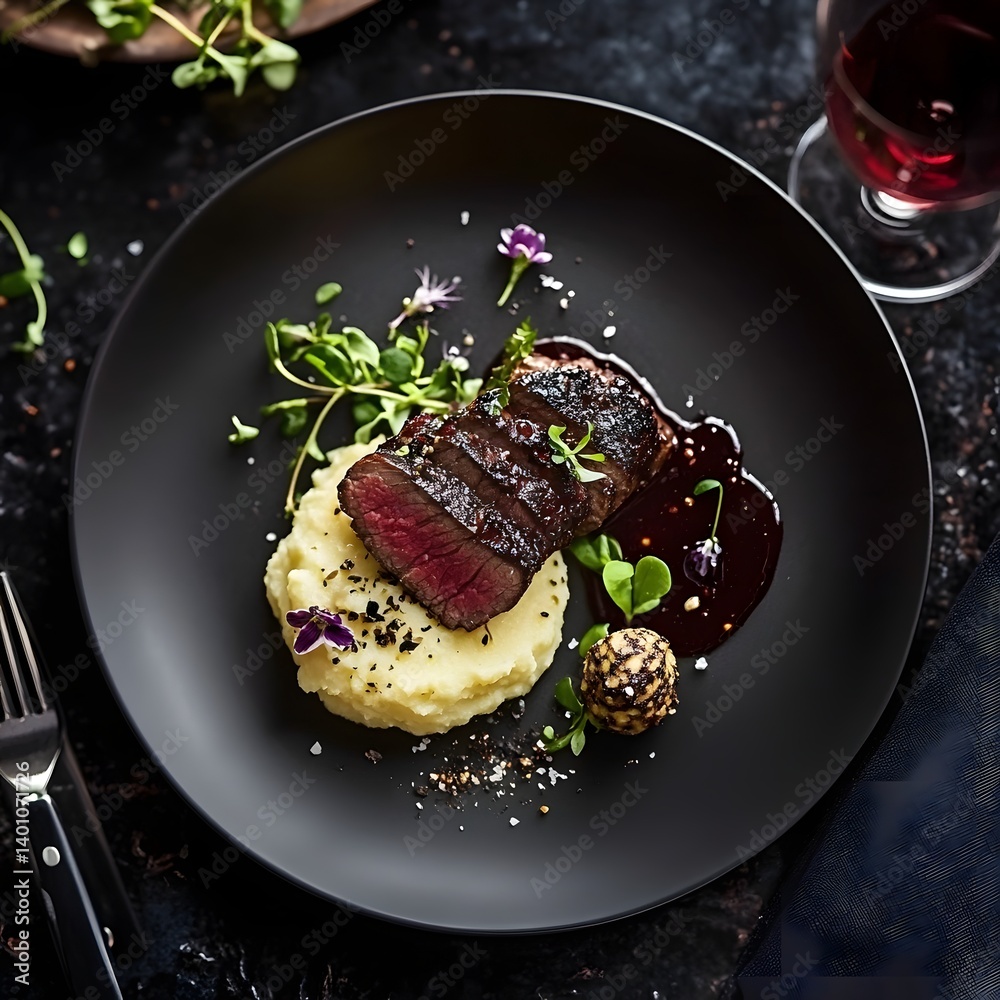 Gourmet Fusion: Artistic Plating of Fine Dining Cuisine in a Luxury Restaurant