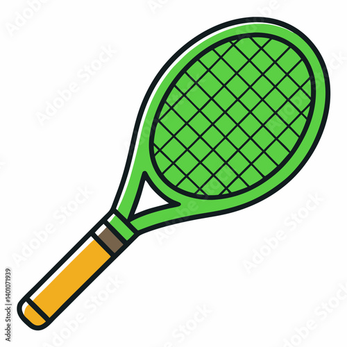Green Tennis Racket Icon for Sports and Recreation Activities