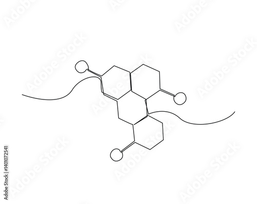 Formula of chemical structure outline illustration. Continuous line drawing of Formula of chemical structure symbol.
