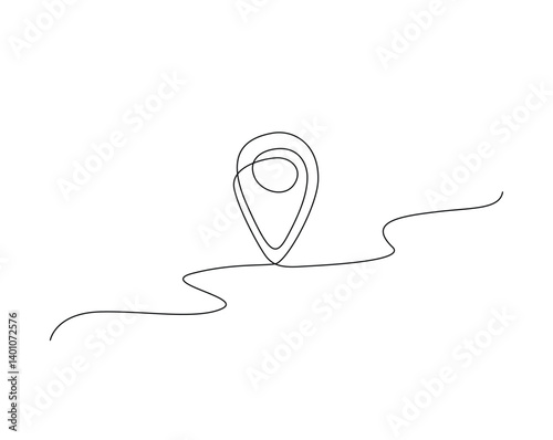 Location pointer outline illustration. Continuous line drawing of gps pin location.