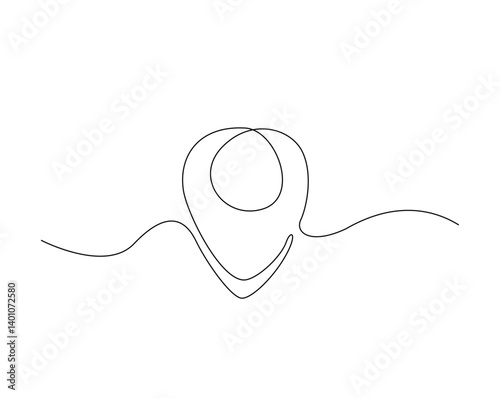 Location pointer outline illustration. Continuous line drawing of gps pin location.