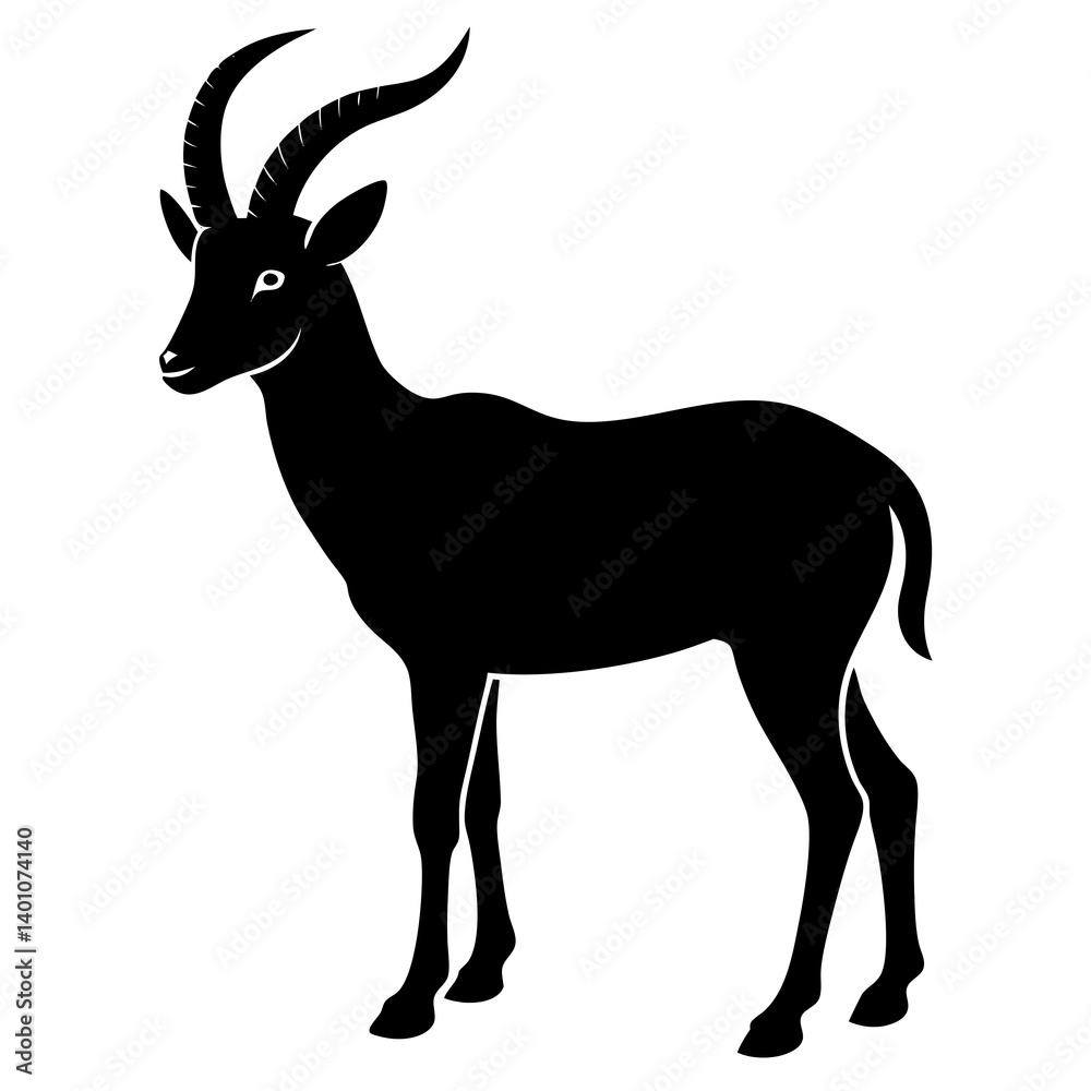 Fototapeta premium AI Generated Addax Vector Silhouette Isolate White Background
