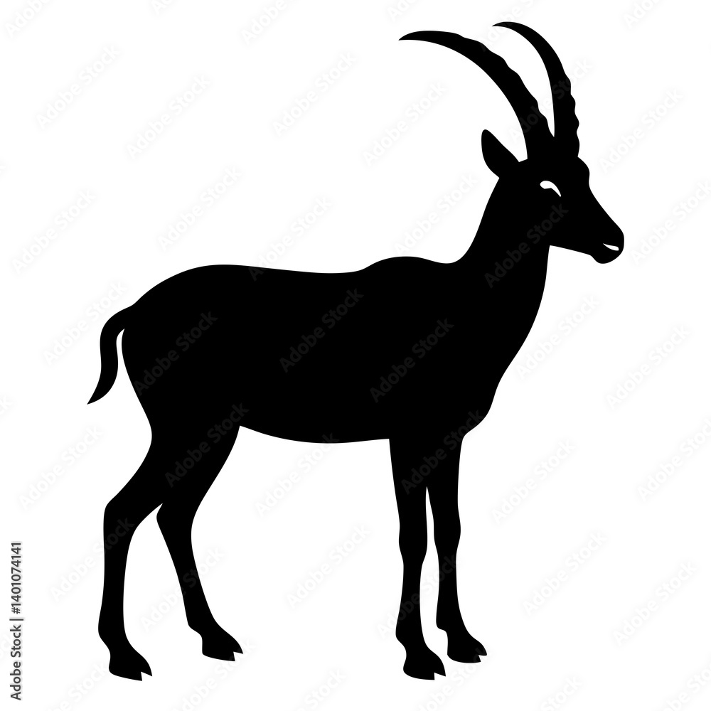 Fototapeta premium AI Generated Addax Vector Silhouette Isolate White Background
