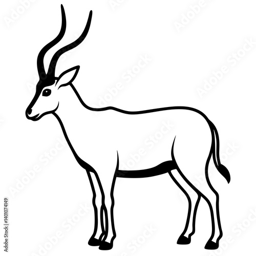 AI Generated Addax Vector Silhouette Isolate White Background