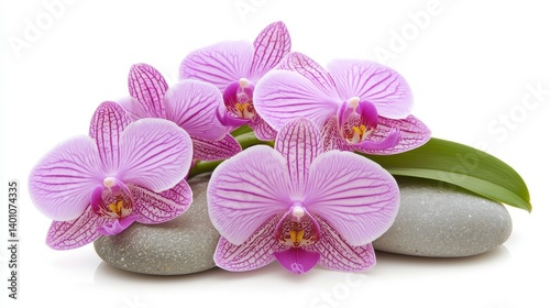 Elegant Purple Orchid Arrangement on Gray Stones