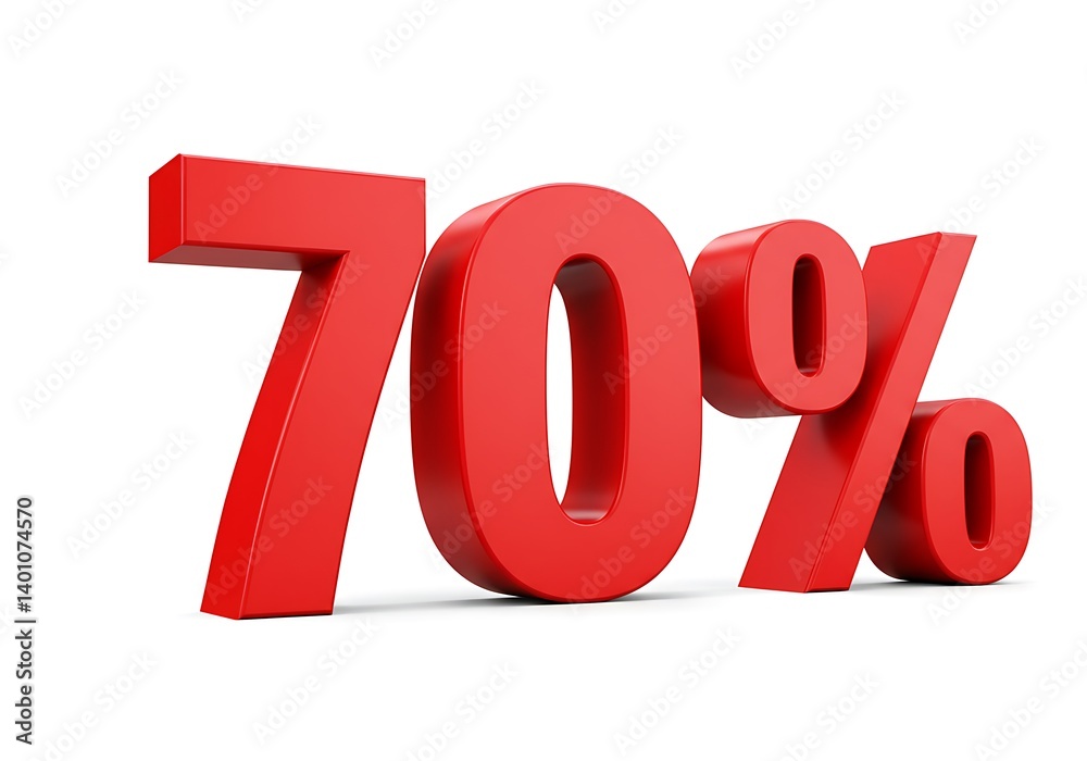 3d red seventy percent symbol on a white background. 3d red seventy percent symbol on a white background.