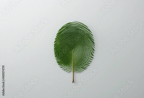 Abstract green leaf blending into fingerprint pattern