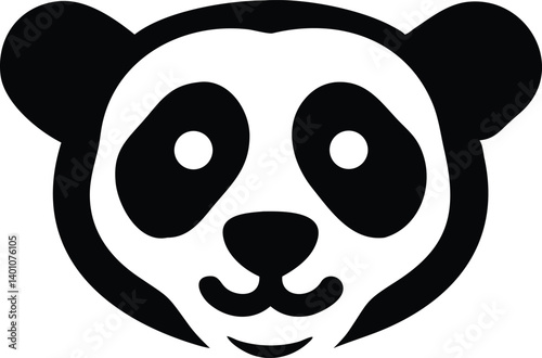 Minimalist Panda Face on Transparent Background Cute Animal Icon