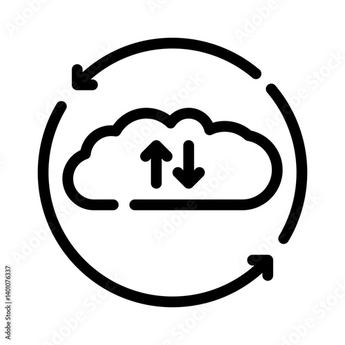 cloud backup line icon