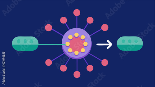 Exosome Connection A stylized visual of exosome structure with arrows connecting to glowing skin demonstrating the science behind the product.