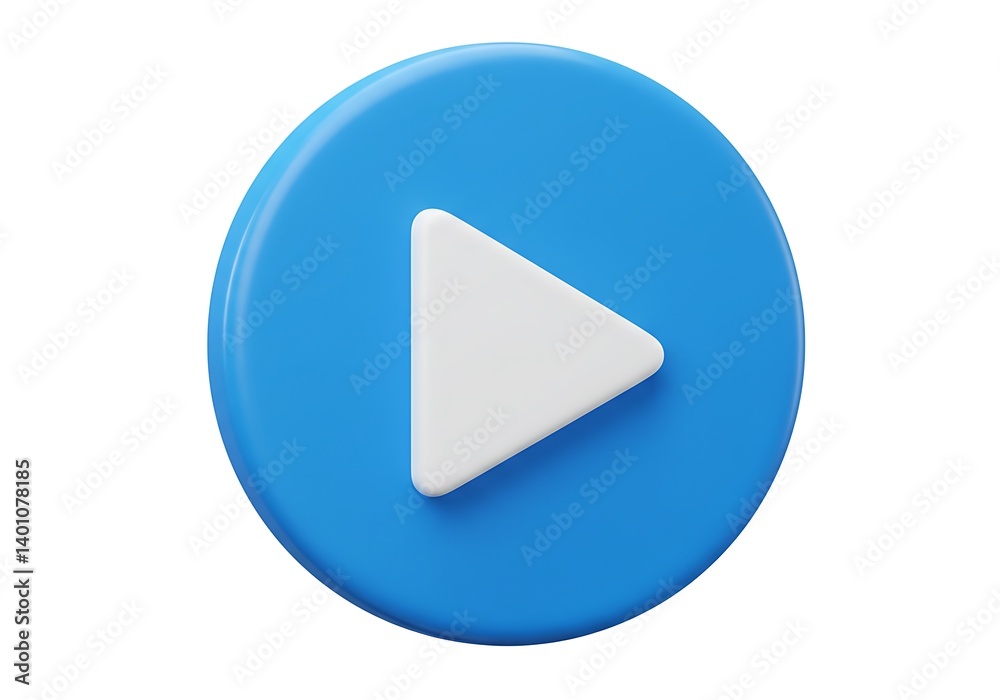 3d blue circle with a white play button in the center on a white background 3d blue circle with a white play button in the center on a white background
