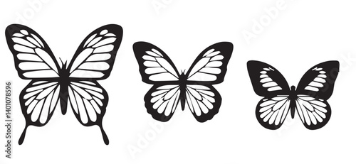 Elegant Butterfly Set – Black and White Line Art