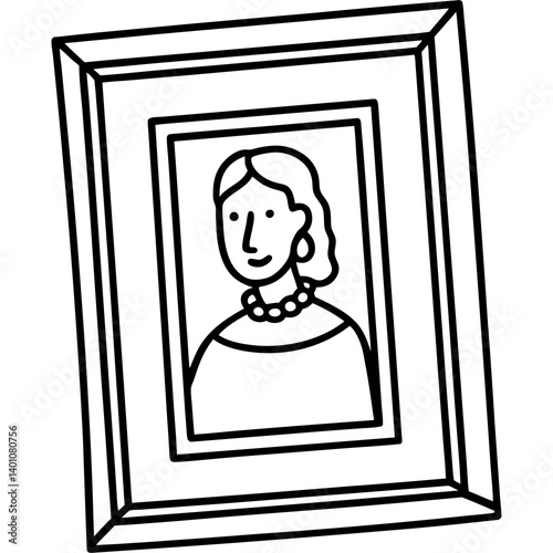 Line Art Portrait Frame Displaying a Woman Smiling  