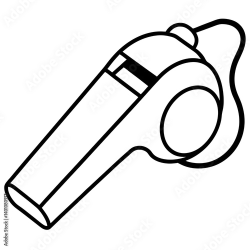 Sports whistle outline illustration on white background  