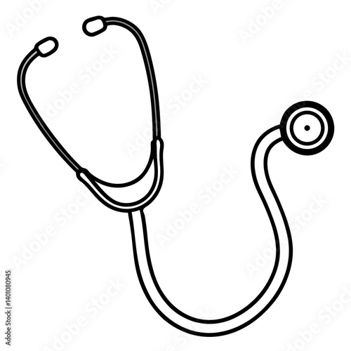 Stethoscope illustration in black and white for medical use  
