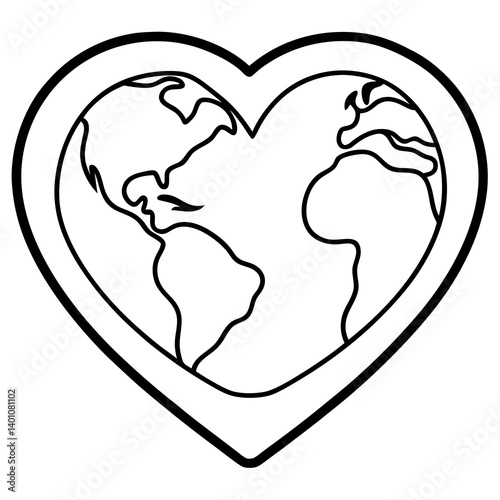 Heart-Shaped Earth Outline Symbolizing Love for the World  