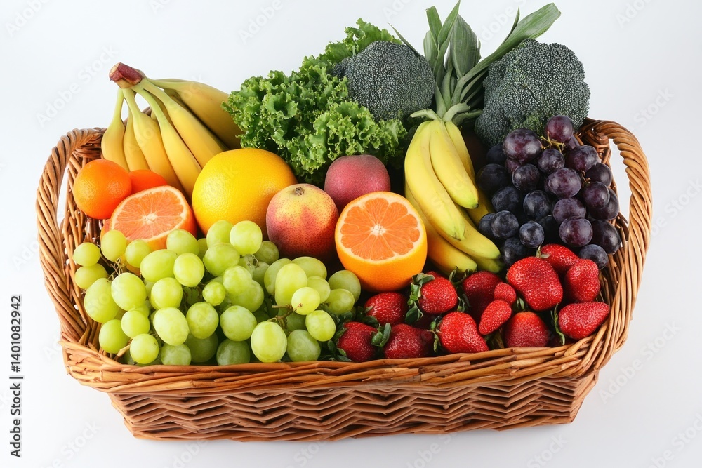 A basket brimming with fresh, healthy produce, a bounty of nutrients showcasing vibrant fruits and vegetables, perfect for a wholesome meal. A basket brimming with fresh, healthy produce, a bounty of nutrients showcasing vibrant fruits and vegetables, perfect for a wholesome meal.