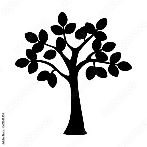plum tree silhouettes - black plum tree, isolated transparent background