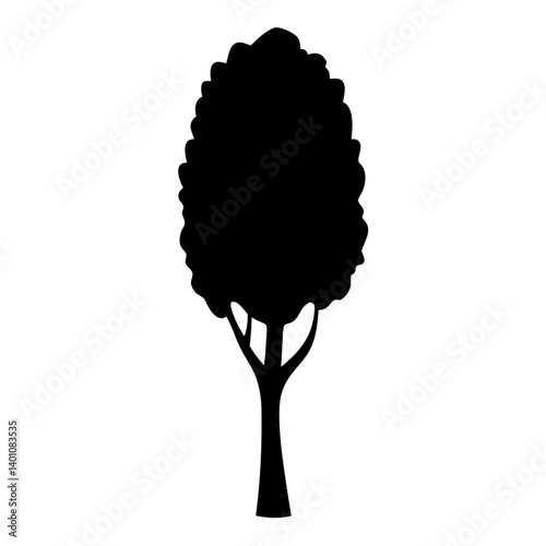 poplar treesilhouettes - black poplar tree, isolated transparent background