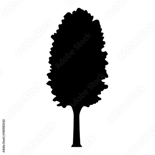 poplar tree silhouettes - black poplar tree, isolated transparent background