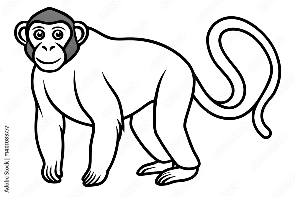 Stylized Proboscis Monkey Outline Stylized Proboscis Monkey Outline