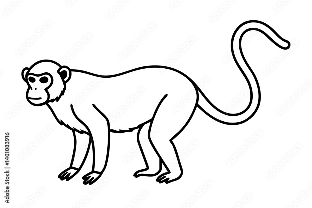 Fototapeta premium Stylized Proboscis Monkey Outline