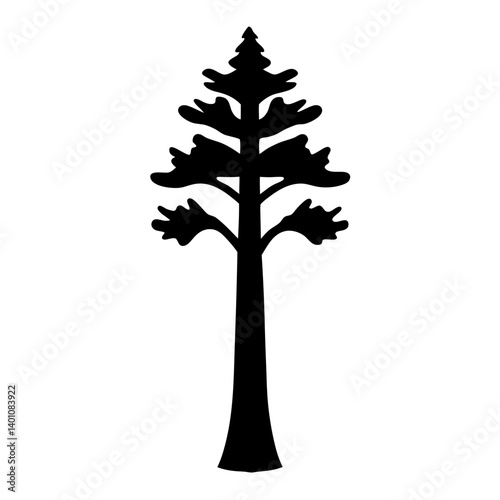redwood tree silhouettes - black redwood tree, isolated transparent background
