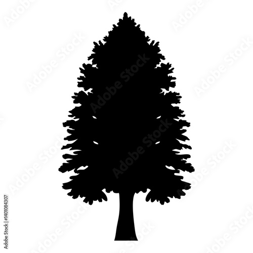 sequoia tree silhouettes - black sequoia tree, isolated transparent background