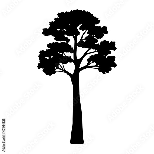 sequoia tree silhouettes - black sequoia tree, isolated transparent background