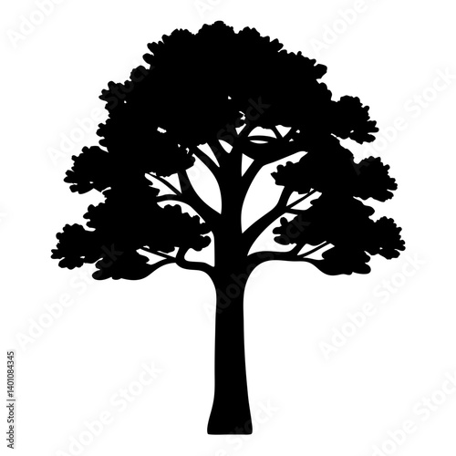 sequoia tree silhouettes - black sequoia tree, isolated transparent background