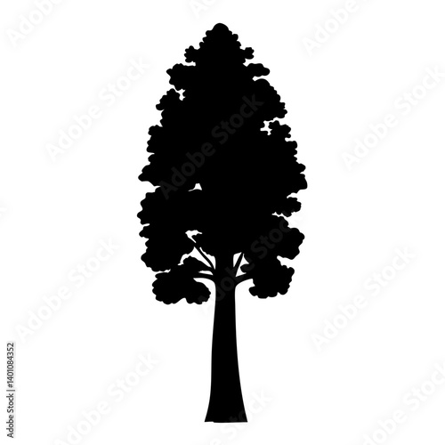 sequoia tree silhouettes - black sequoia tree, isolated transparent background