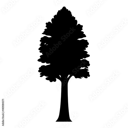sequoia tree silhouettes - black sequoia tree, isolated transparent background