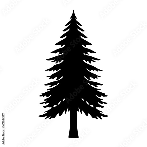 spruce tree silhouettes - black spruce tree, isolated transparent background