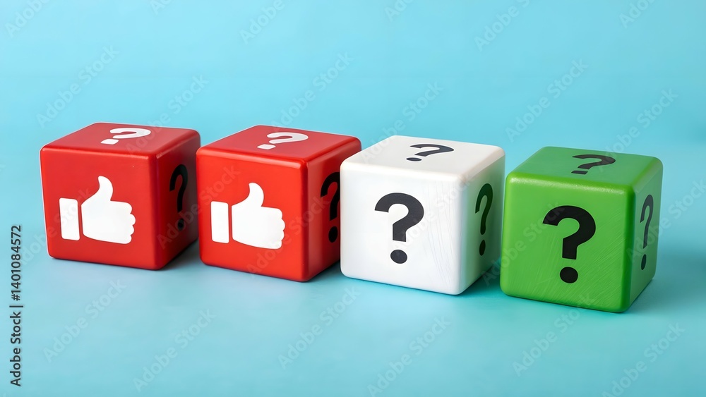 Like vs. Question Mark Concept Cubes Like vs. Question Mark Concept Cubes