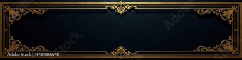 Ornate gold border with subtle black texture and elegant geometric patterns, metallic, black