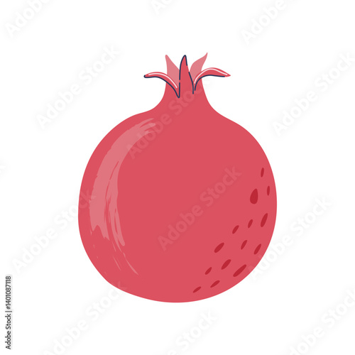Beautiful and delicious pomegranate. Fruit isolated on transparent background. Healthy natural raw vegan food. Hand drawn flat design vector illustration.
