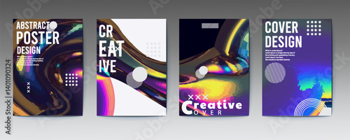 abstract poster design, Modern gradient poster background vector set. Minimalist cover template with vibrant perspective geometric prism shapes in gradient Ideal design for social media, cover, banner