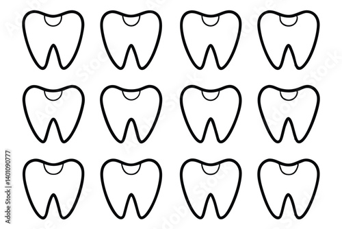 Vector set of dental tooth icons for healthy teeth care and hygiene