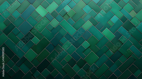 Abstract Geometric Pattern With Teal And Dark Green Squares photo