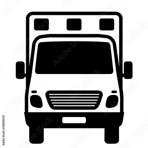 Ambulance icon symbolizing emergency response and healthcare transportation in minimal style for apps and UI design