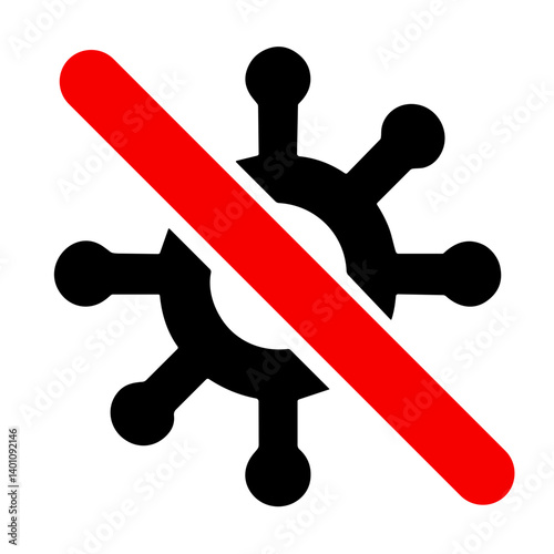 Virus with prohibition sign icon representing no virus or antiviral protection concept