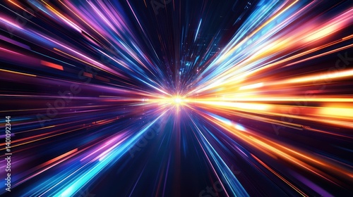 A colorful light speed effect is depicted in this stunning image