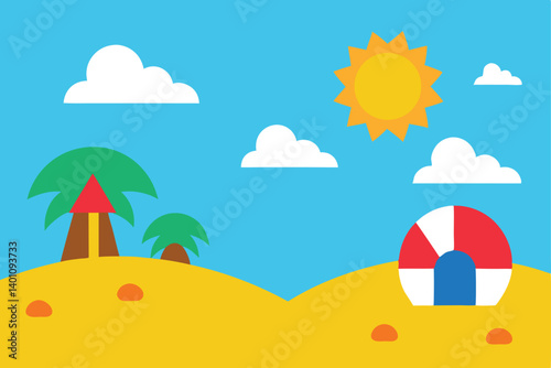 Summer cartoon background illustration
