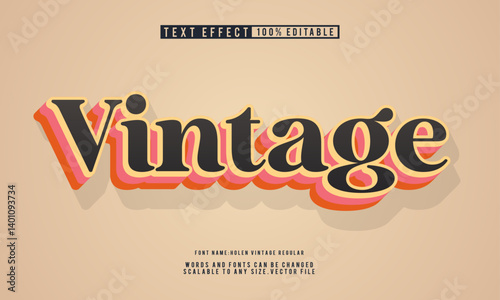 Editable vintage text effect in classic font style vector.