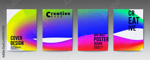abstract poster design, Modern gradient poster background vector set. Minimalist cover template with vibrant perspective geometric prism shapes in gradient Ideal design for social media, cover, banner