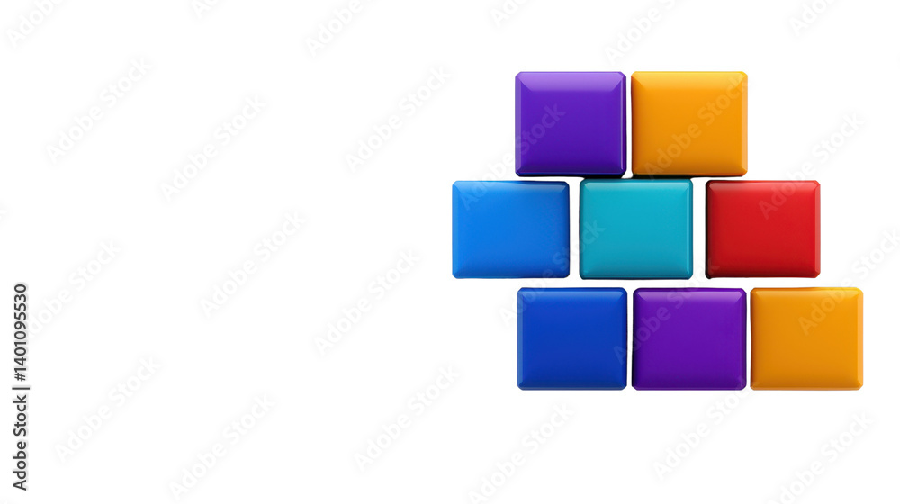 Colorful 3D Blocks Arranged in a Creative Pattern on Black Background Colorful 3D Blocks Arranged in a Creative Pattern on Black Background