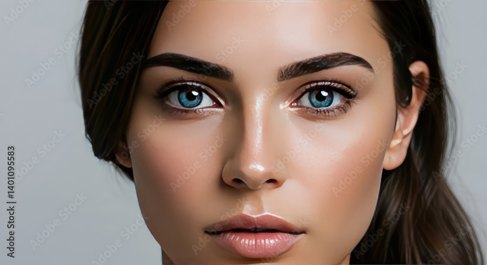 Fototapeta premium Womans face with before after brows.