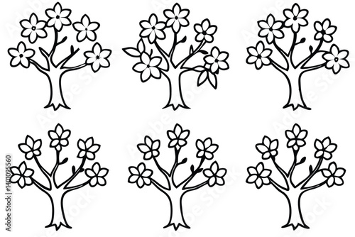 A versatile vector set of tree silhouettes illustrating various seasons and plant designs for nature-themed art and forest environments