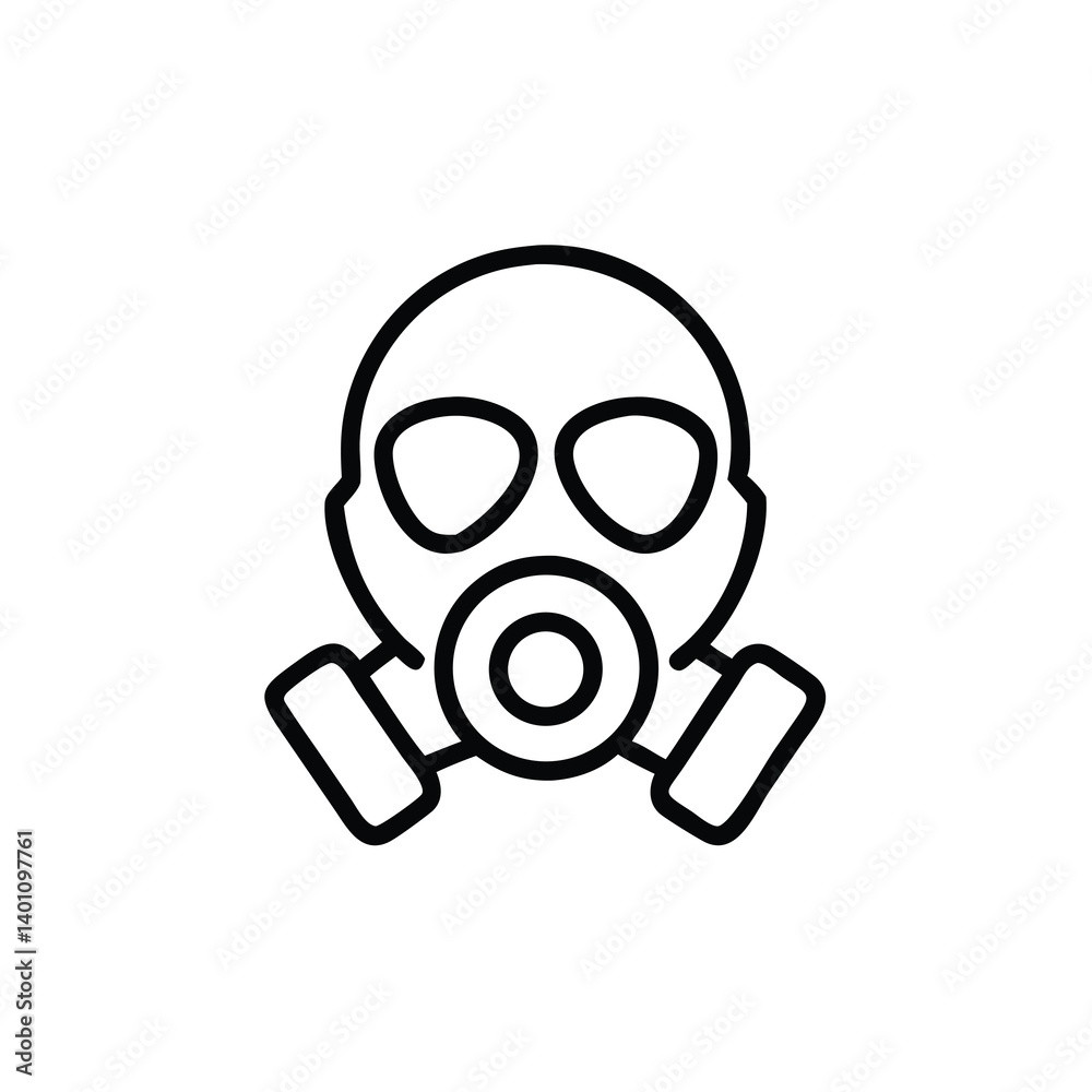 Outline Illustration Of A Gas Mask For Safety And Protection From Hazardous Environments Outline Illustration Of A Gas Mask For Safety And Protection From Hazardous Environments